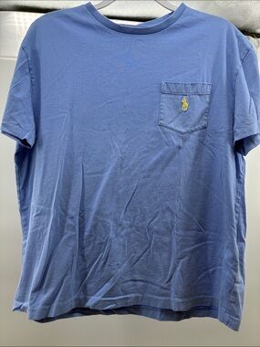 Polo by Ralph Lauren Short Sleeve Pocket Tee in Periwinkle Blue with Yellow Pony
